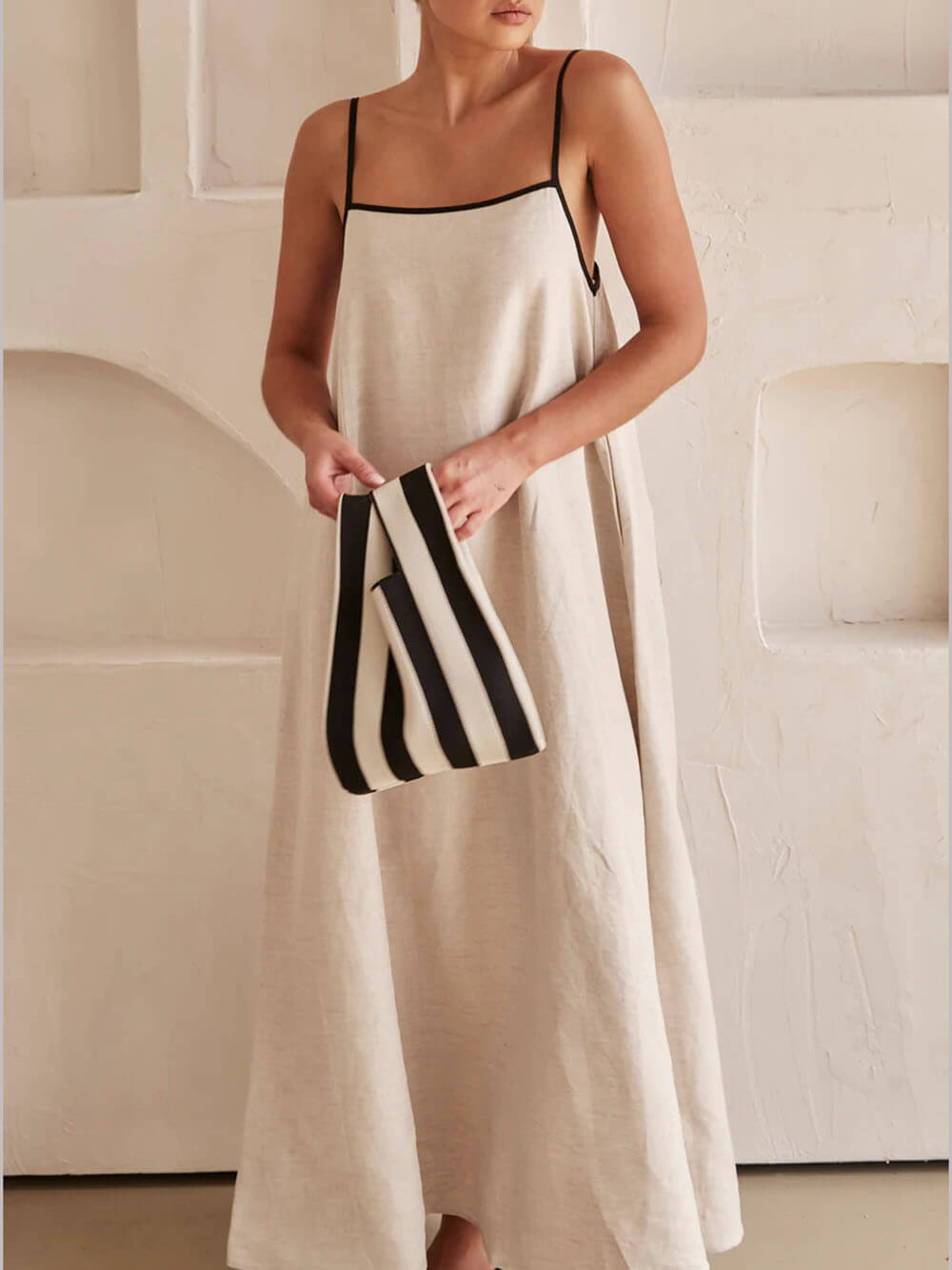 Women's A-Line Summer Vibe Contrasting Suspender Maxi Dress