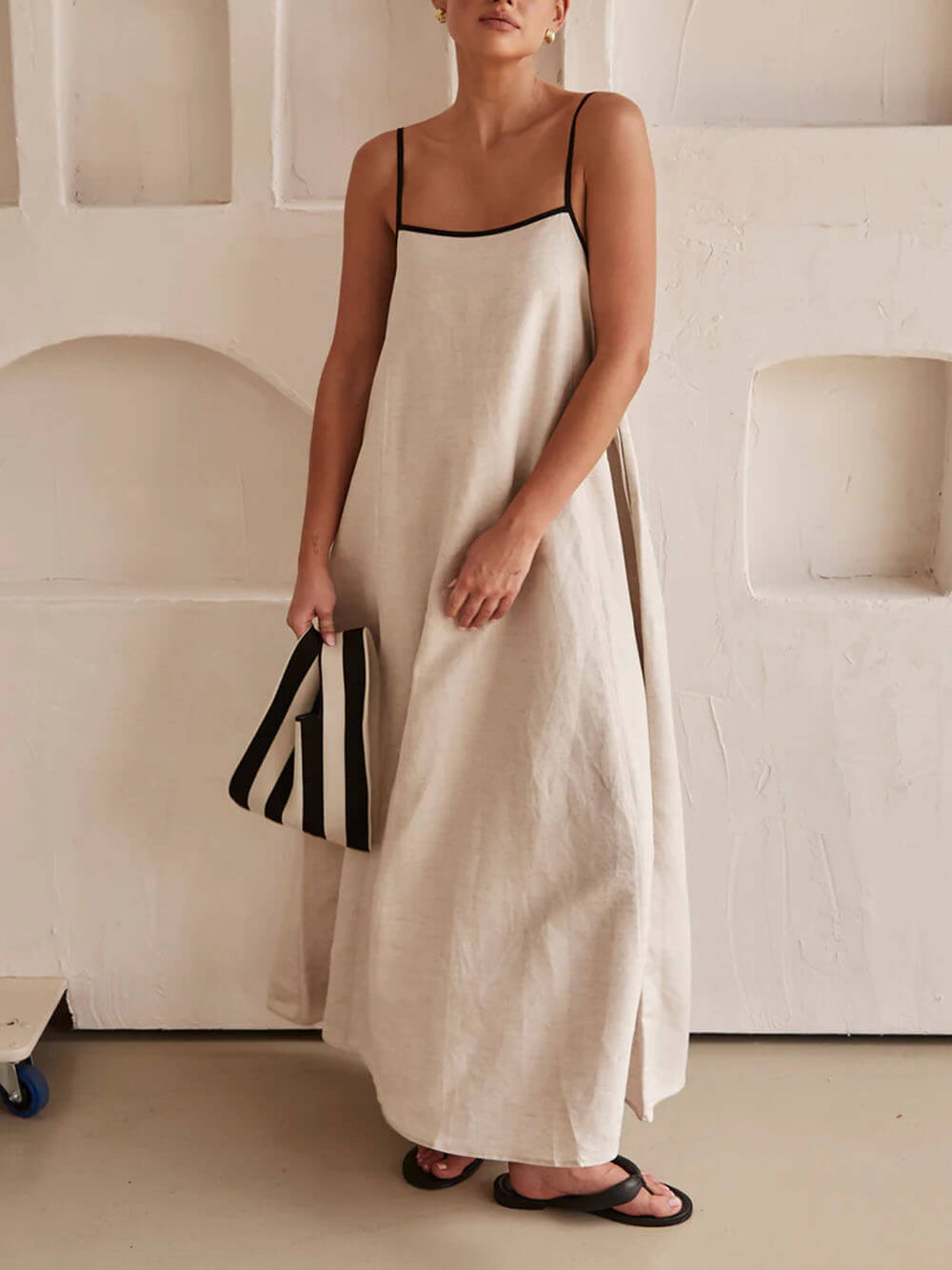 Women's A-Line Summer Vibe Contrasting Suspender Maxi Dress