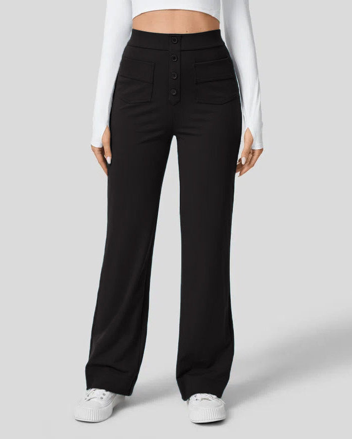 Elegant High-waisted Straight Pants for Women