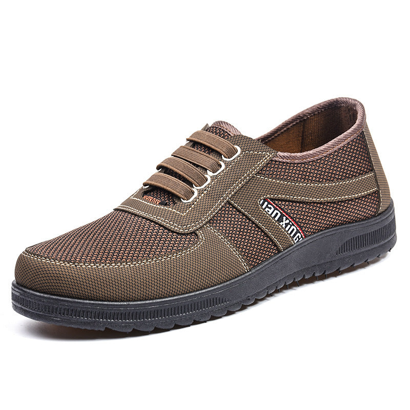 Men's Casual Slip-On Low-Top Shoes with Lace Detail and Grip Sole