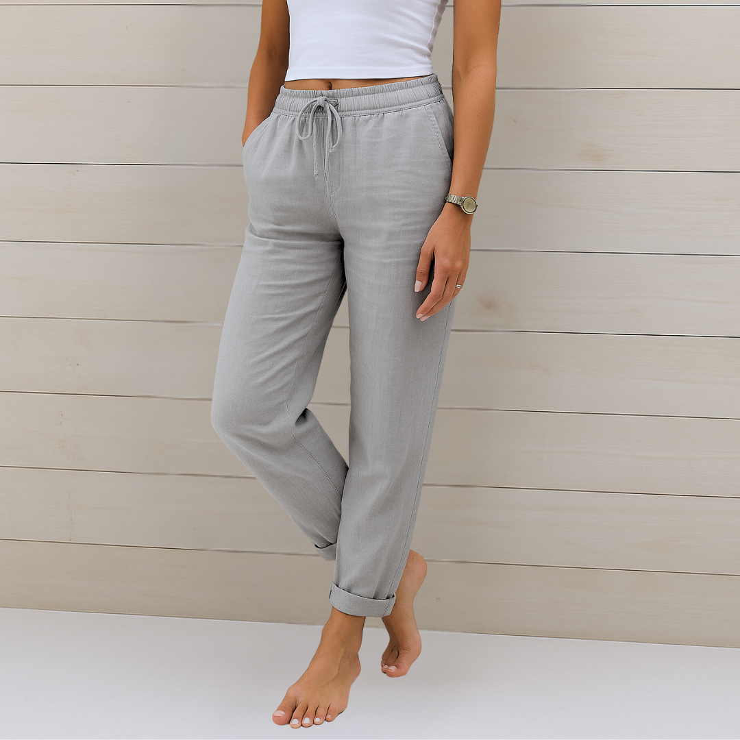 Women's High-Waist Drawstring Relaxed Fit Casual Straight Pants