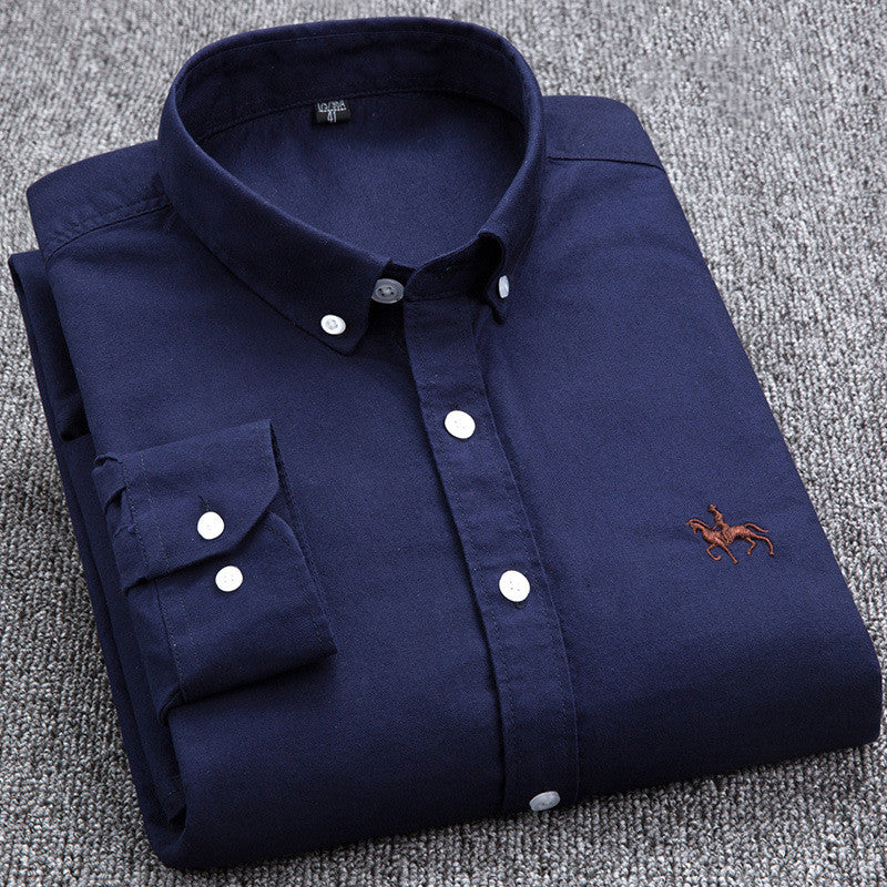 Men's Long-Sleeve Checked Button-Down Shirt with Smart Casual Style