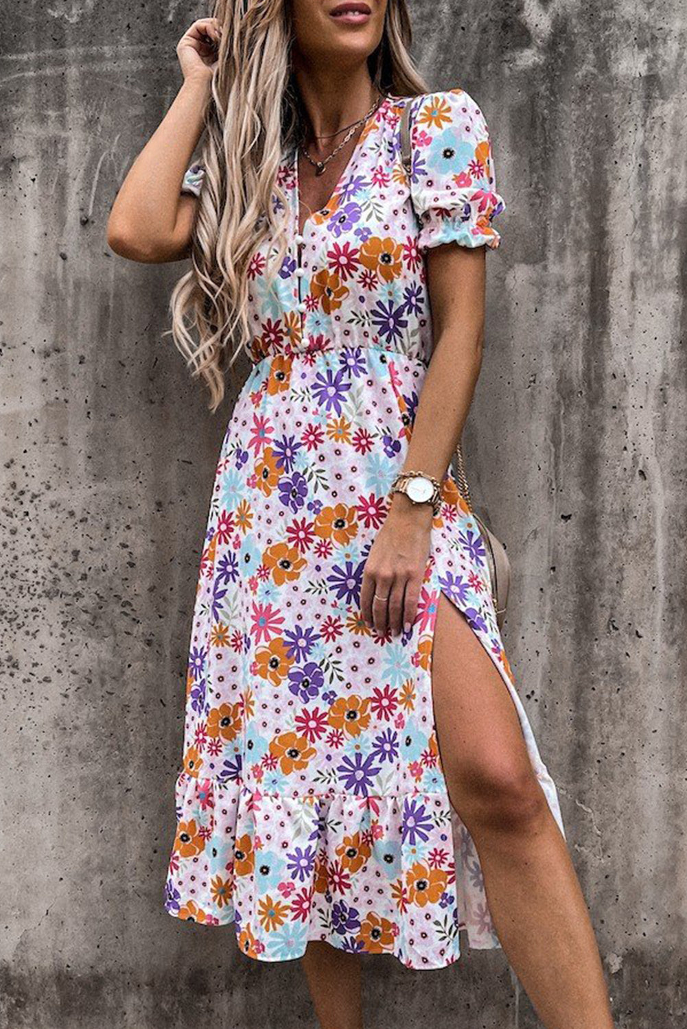 Women's Tropical Casual Print Short-Sleeve Dress