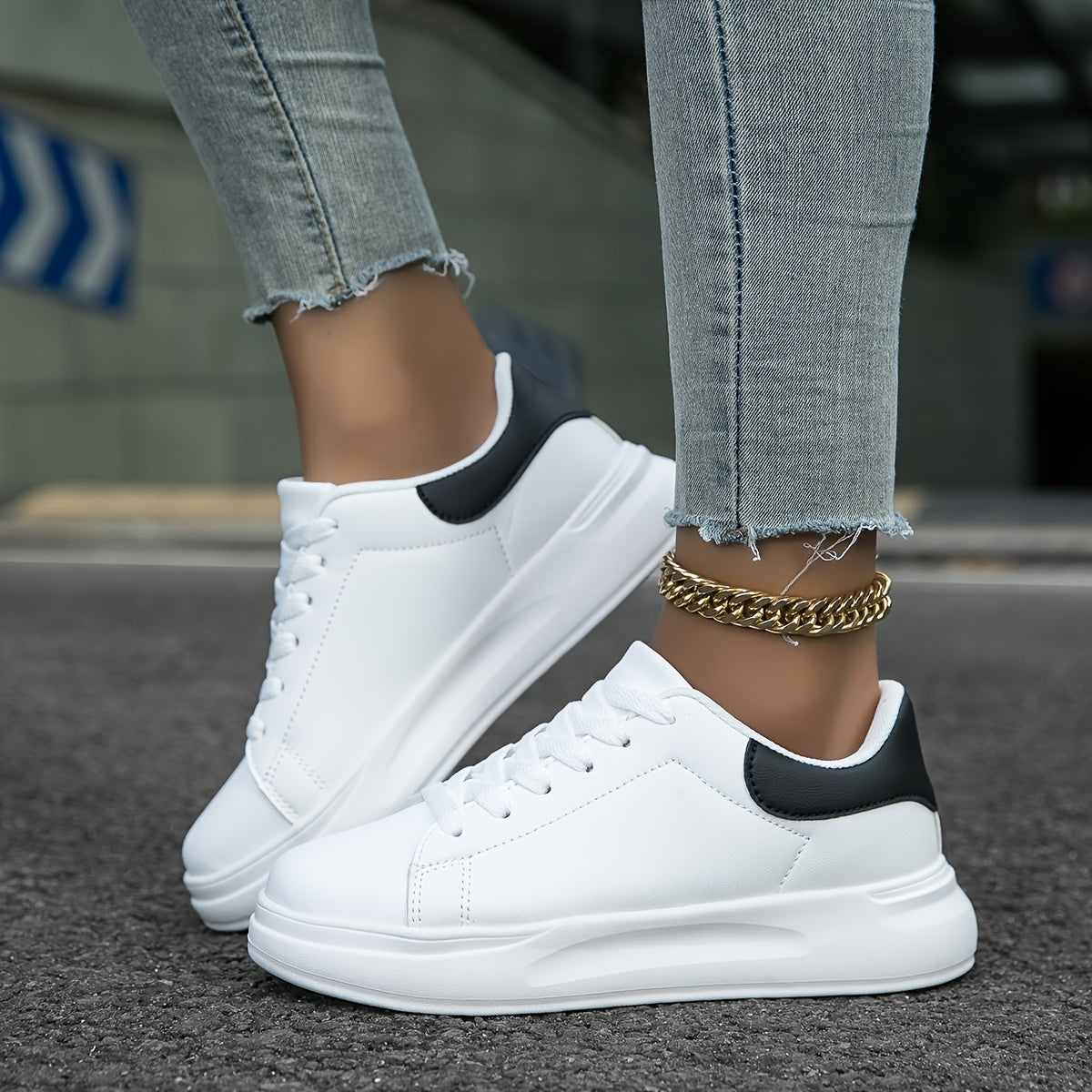 Women’s Clean White Leather Sneakers – Casual Minimalist Shoes