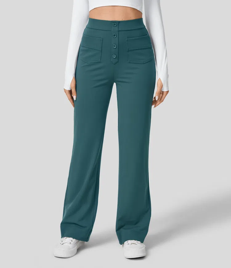Elegant High-waisted Straight Pants for Women