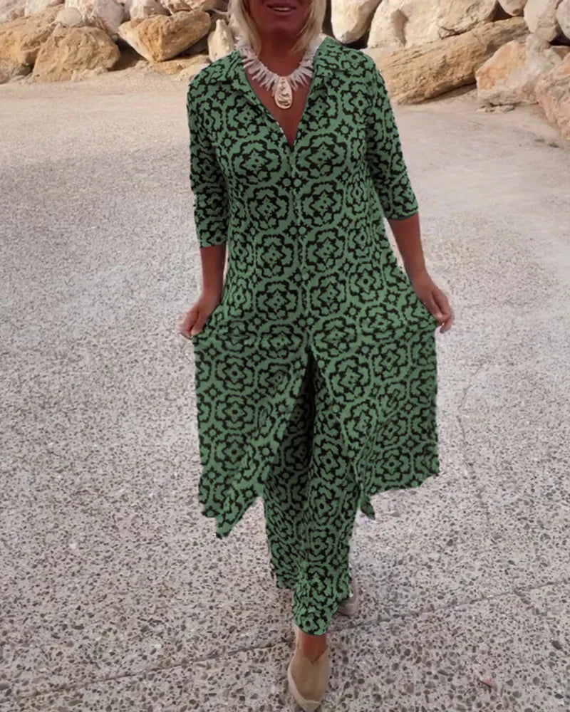 Women's Geometric Print Two-Piece Set