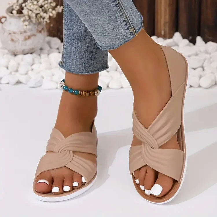 Women’s Comfortable Knot Design Sandals Slip On Soft Sole Summer Slides