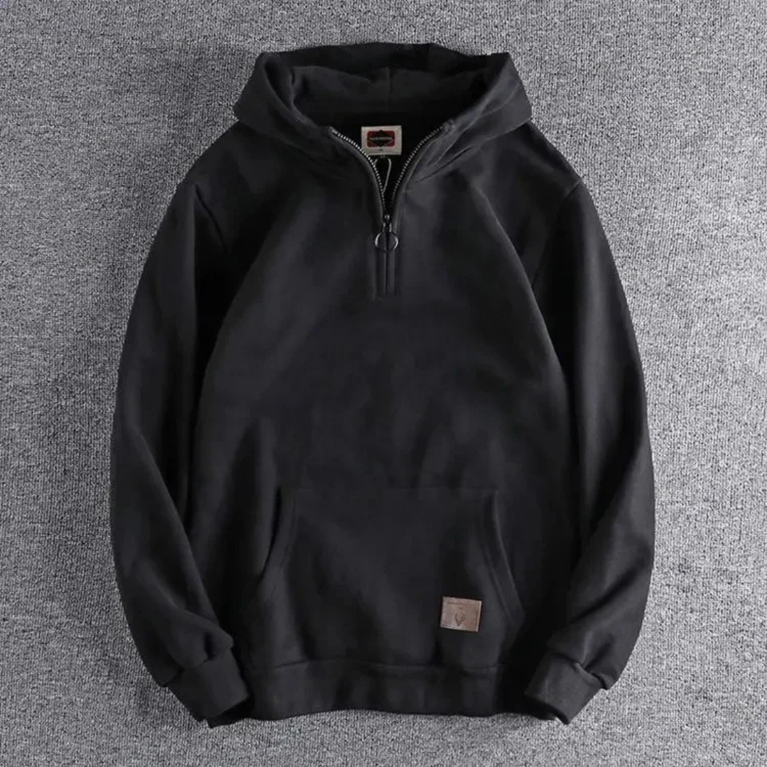 Men's Casual Half-Zip Hoodie with Kangaroo Pocket and Warm Fit