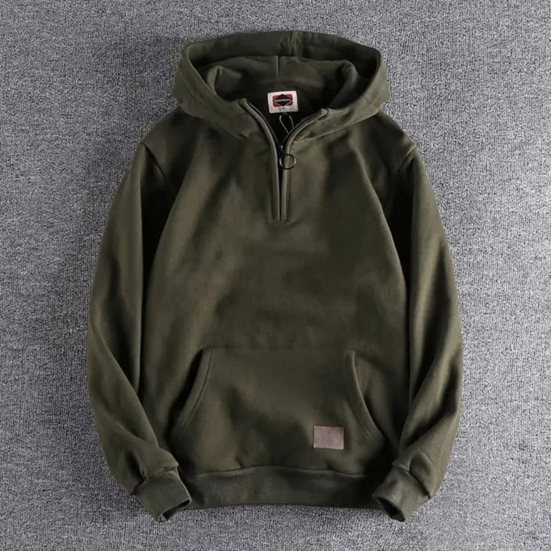 Men's Casual Half-Zip Hoodie with Kangaroo Pocket and Warm Fit