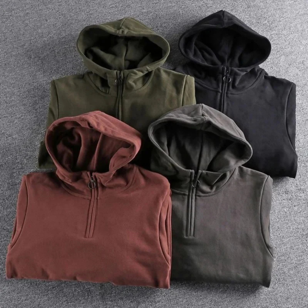Men's Casual Half-Zip Hoodie with Kangaroo Pocket and Warm Fit