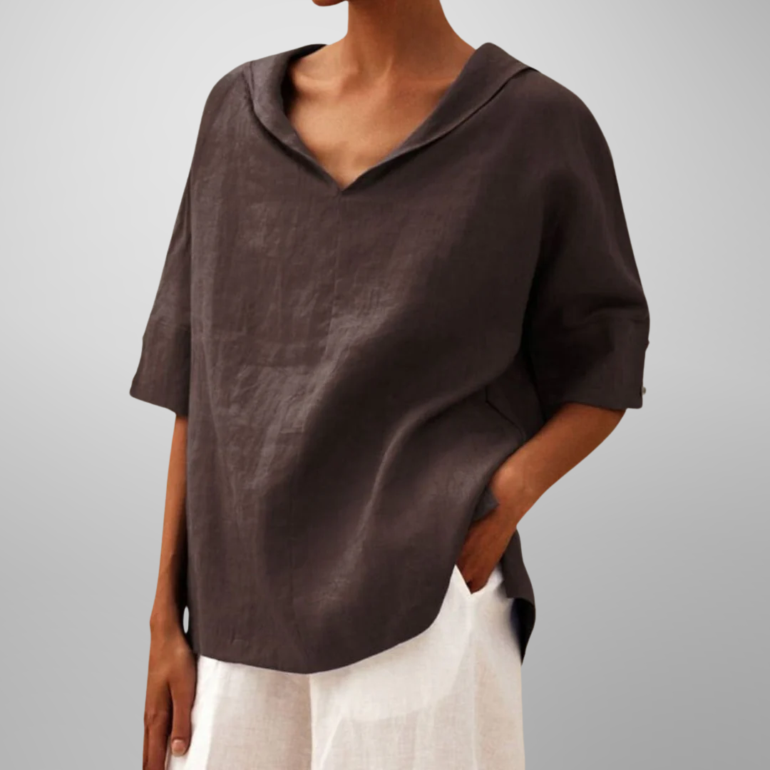 Women's V-Neck Blouse with Relaxed Fit