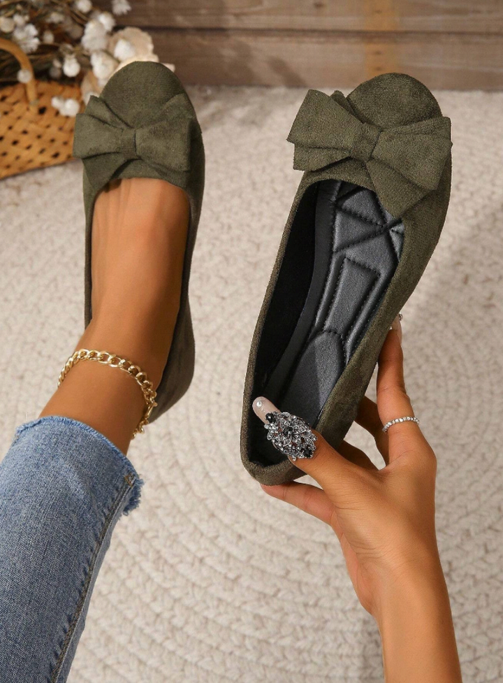 Women’s Bow Detail Ballet Flats – Soft Slip-On Round Toe Casual Shoes