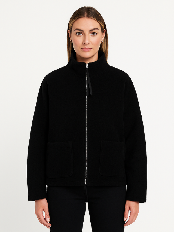 Women's Oversized Zip-Up Winter Jacket with High Collar Design