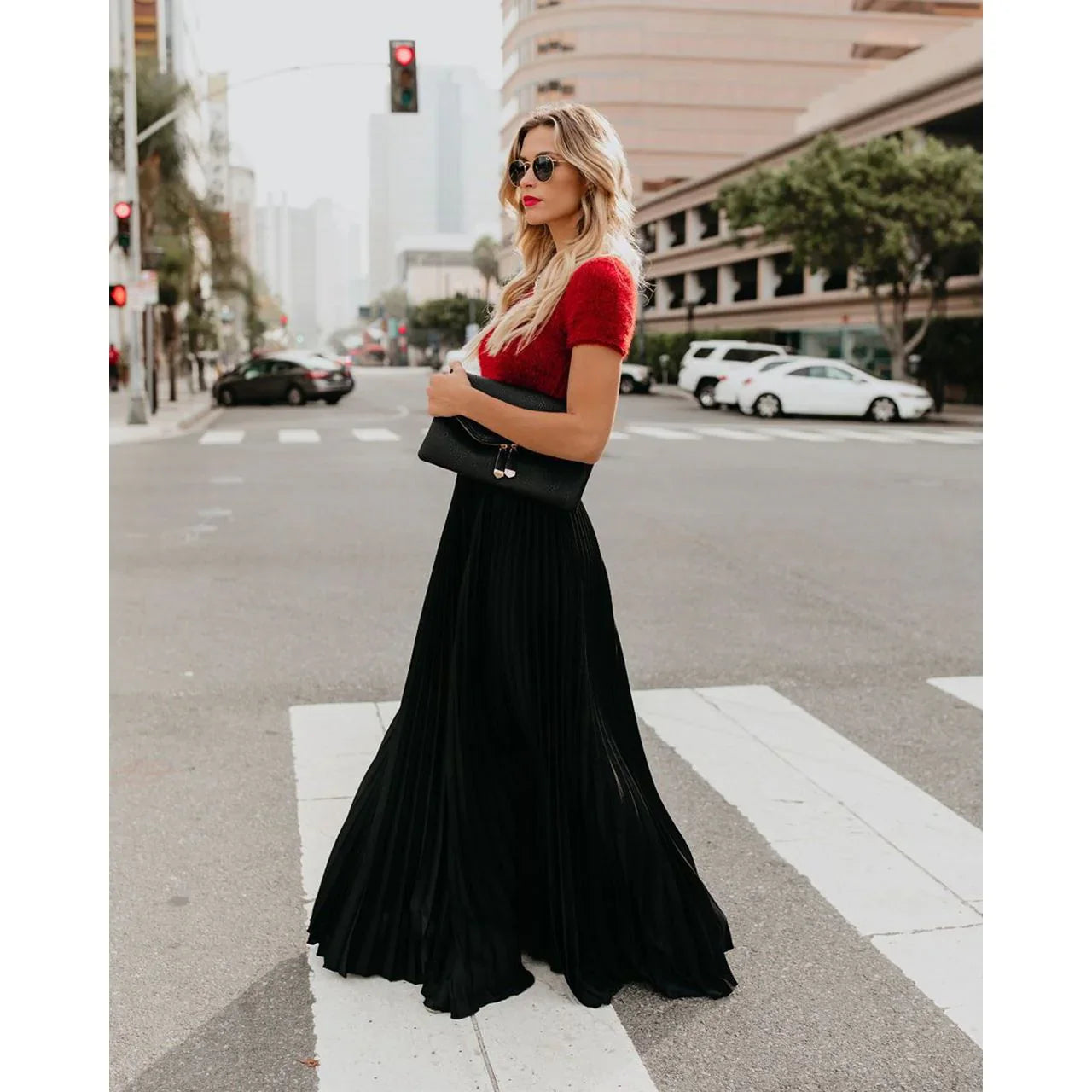 Women's Stylish Pleated Maxi Skirt