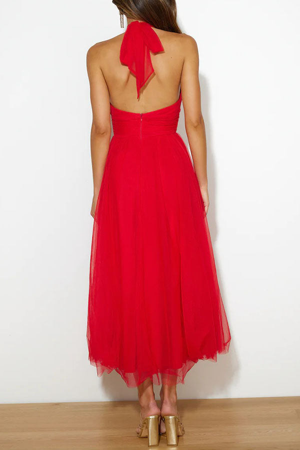 Women's Elegant Halter Neck Maxi Dress