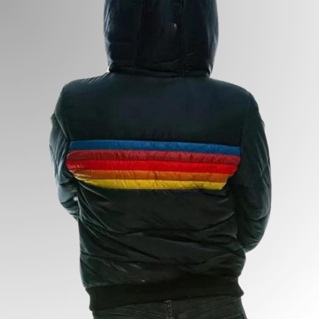 Women’s Waterproof Puffer Jacket – Colorblock Hooded Winter Coat