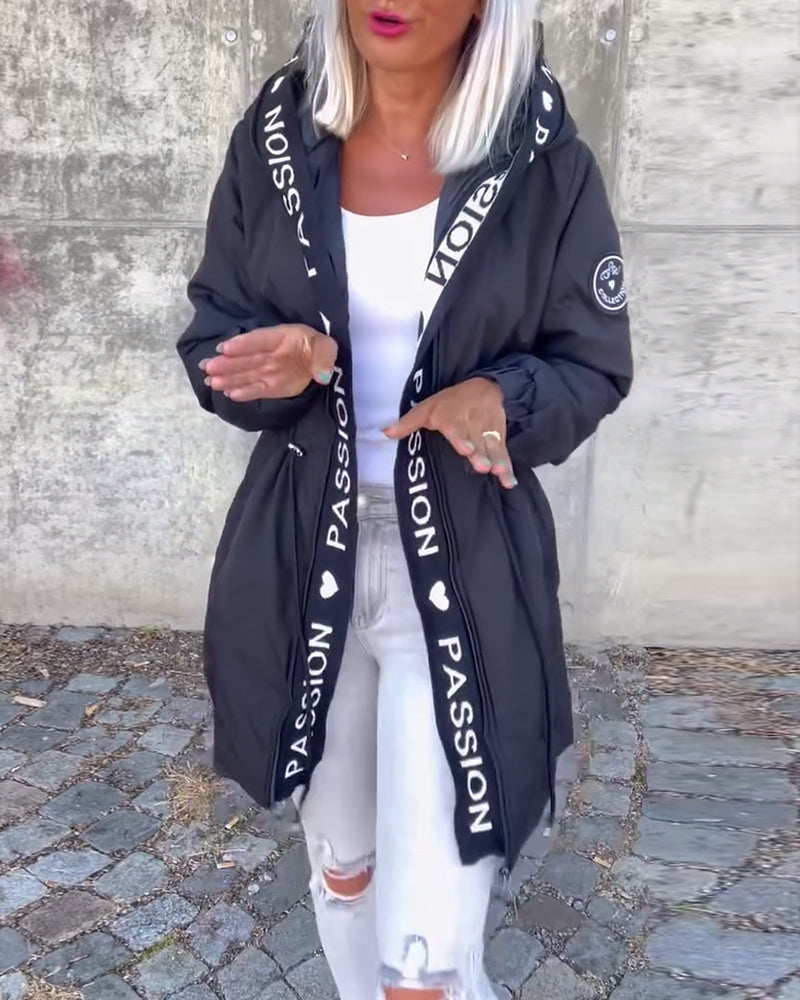 Women's Casual Zip-Up Jacket with Drawstring Waist