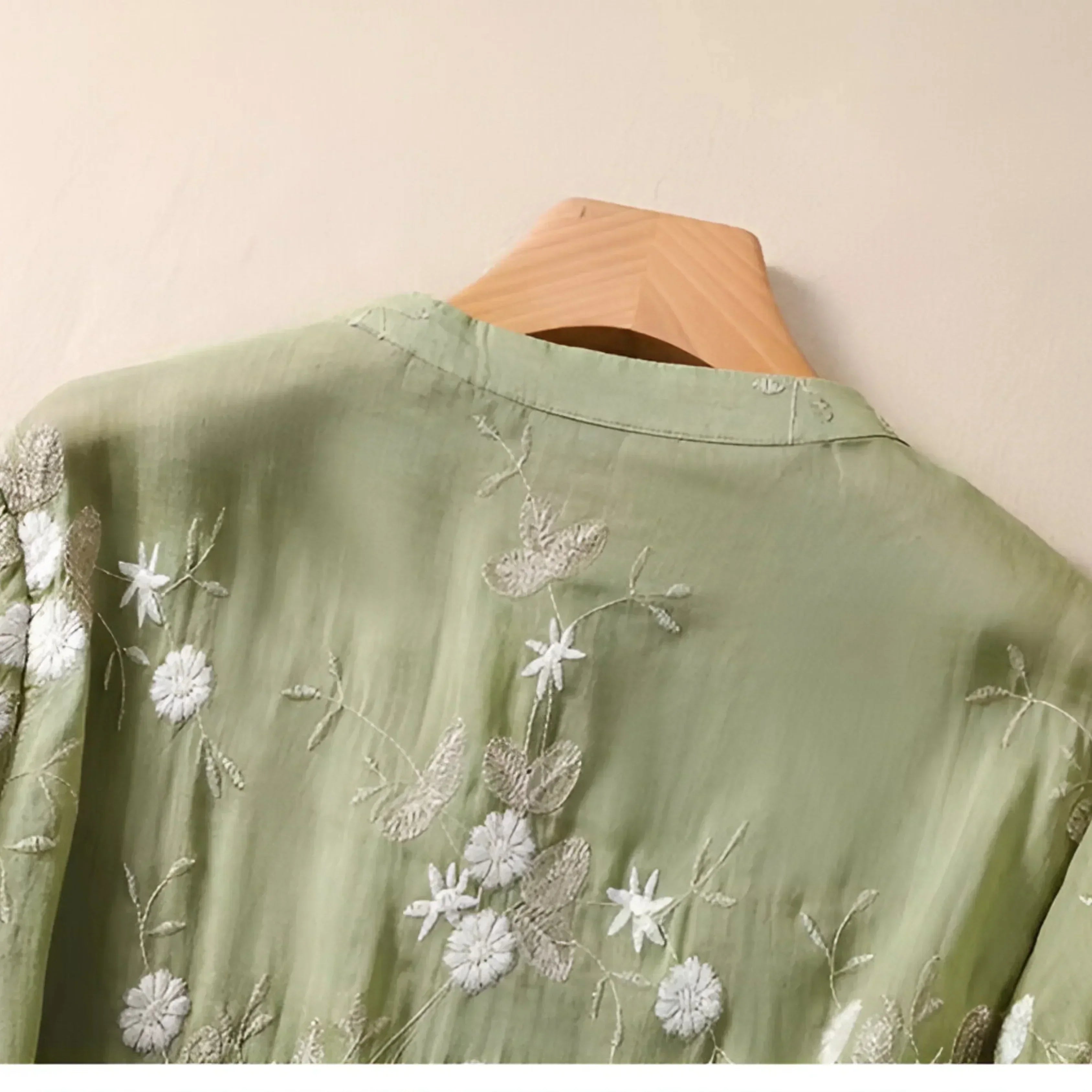 Women's Embroidered Blouse with Button-Down Design