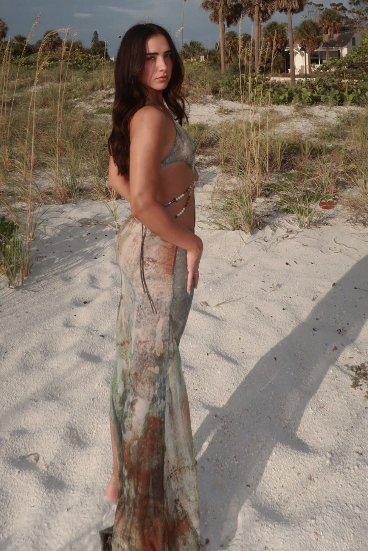 Women's Halter Cut-Out Maxi Dress with High Side Slit