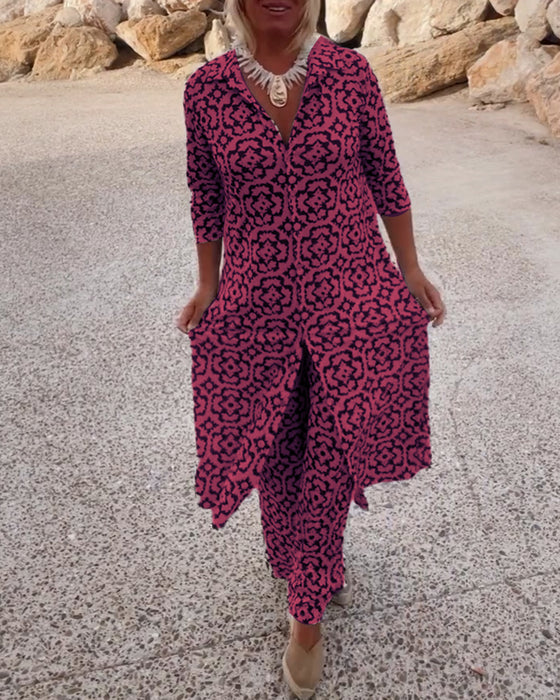 Women's Geometric Print Two-Piece Set