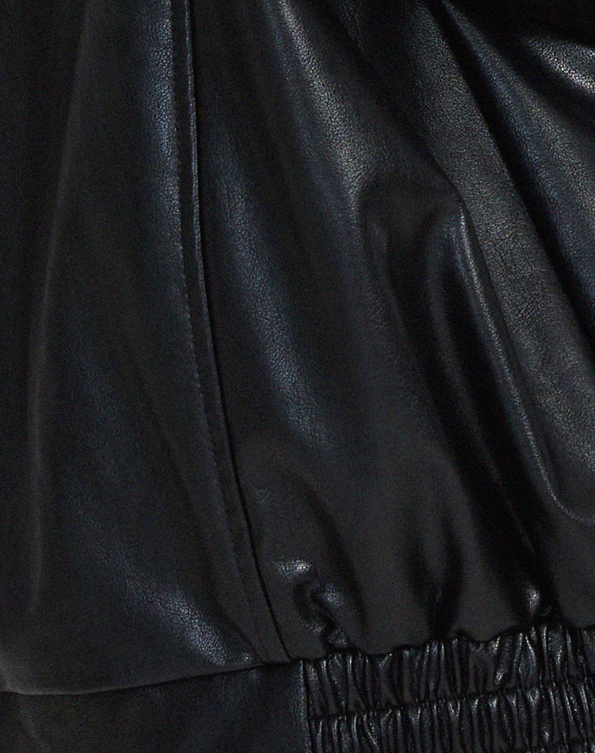 Women's Zip-Up Leather Jacket with Relaxed Fit and High Collar