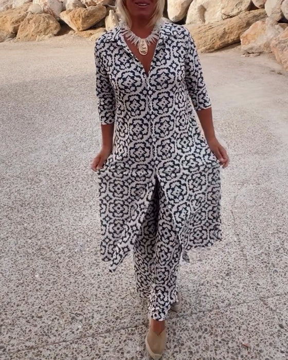 Women's Geometric Print Two-Piece Set