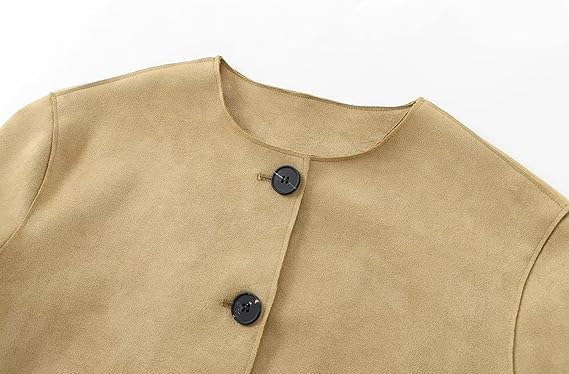 Women's Cropped Blazer Jacket with Long Sleeves and Elegant Tailored Fit