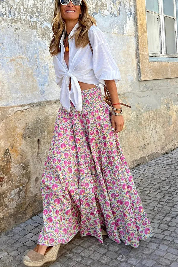 Women's Floral Print Boho Maxi Skirt