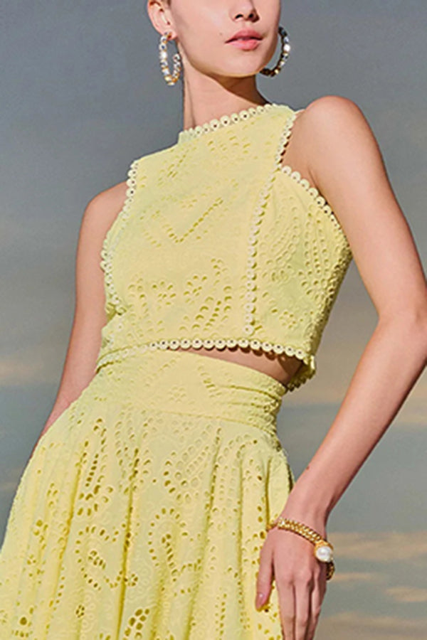 Women's Sleeveless Top and Wide-Leg Pants Set