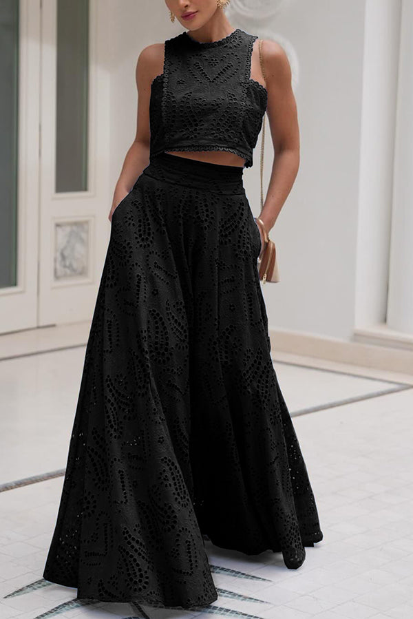 Women's Sleeveless Top and Wide-Leg Pants Set