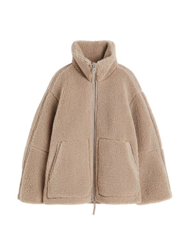 Women's Oversized Zip-Up Winter Jacket with High Collar Design