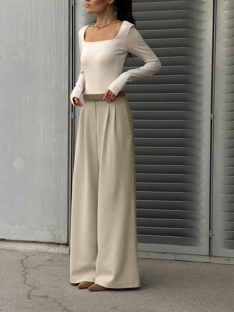 Women’s Wide Leg Suit Trousers High Waisted Casual Pants