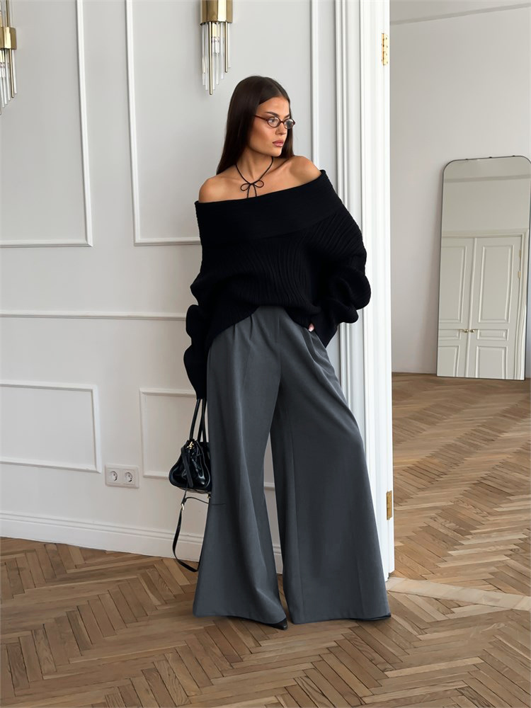 Women’s Wide Leg Suit Trousers High Waisted Casual Pants
