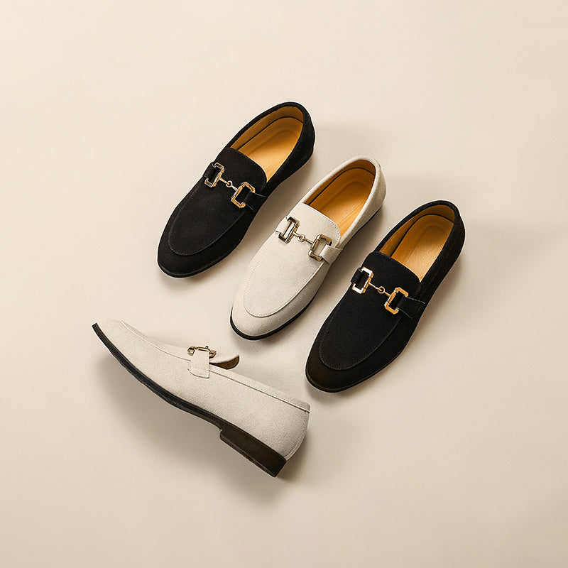 Men's Loafers with Horsebit Detail and Almond Toe Design