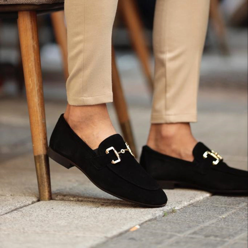 Men's Loafers with Horsebit Detail and Almond Toe Design