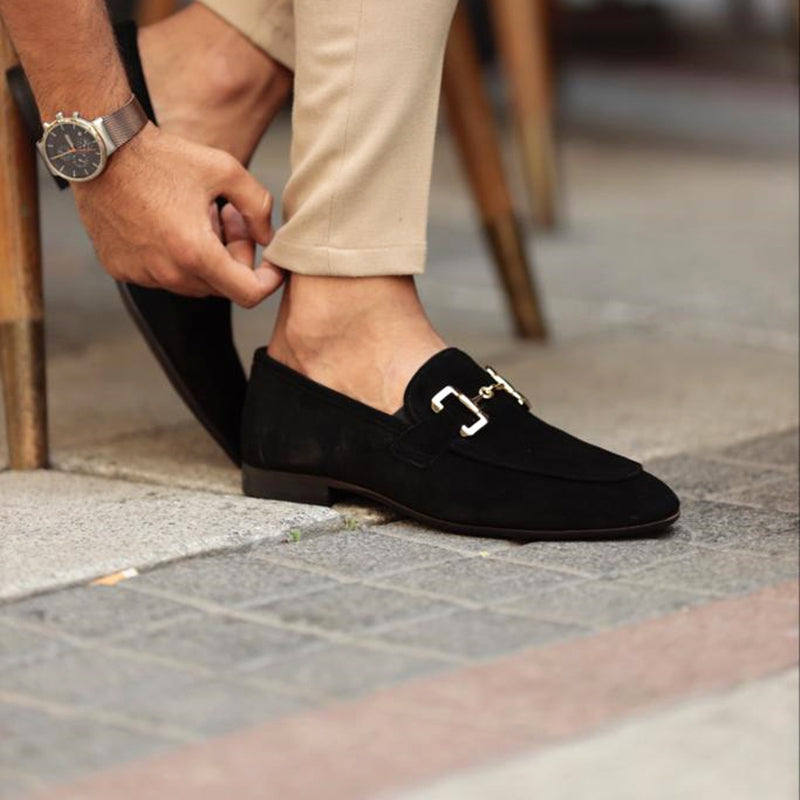 Men's Loafers with Horsebit Detail and Almond Toe Design