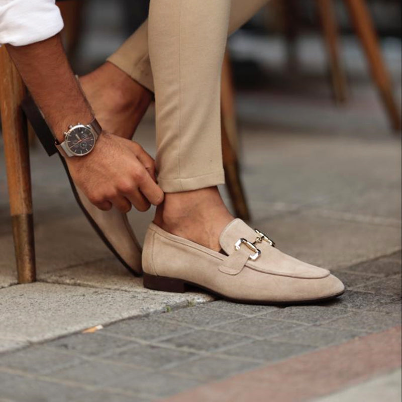 Men's Loafers with Horsebit Detail and Almond Toe Design