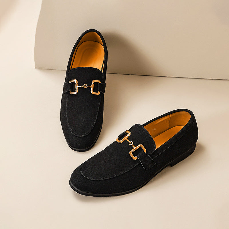 Men's Loafers with Horsebit Detail and Almond Toe Design
