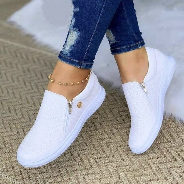 Women’s Breathable Slip-On Sneakers with Zip Detail