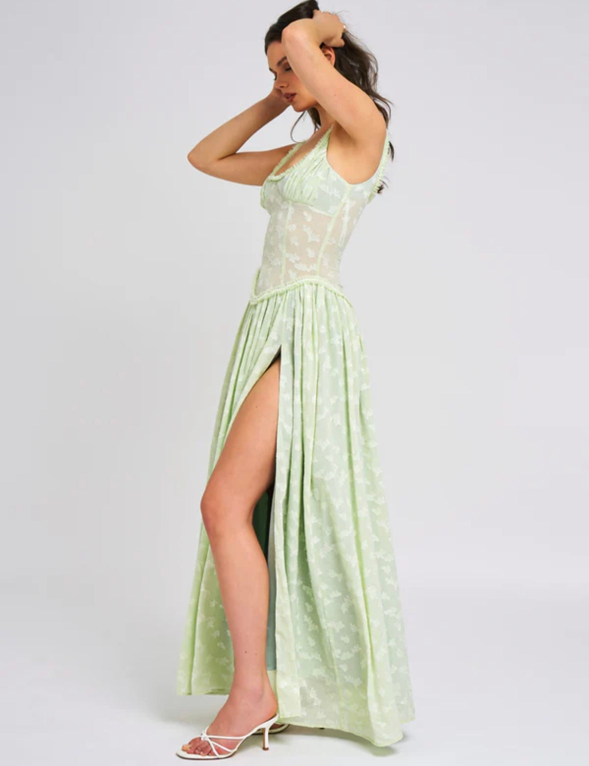 Women's Sleeveless Corset Maxi Dress with Front Slit