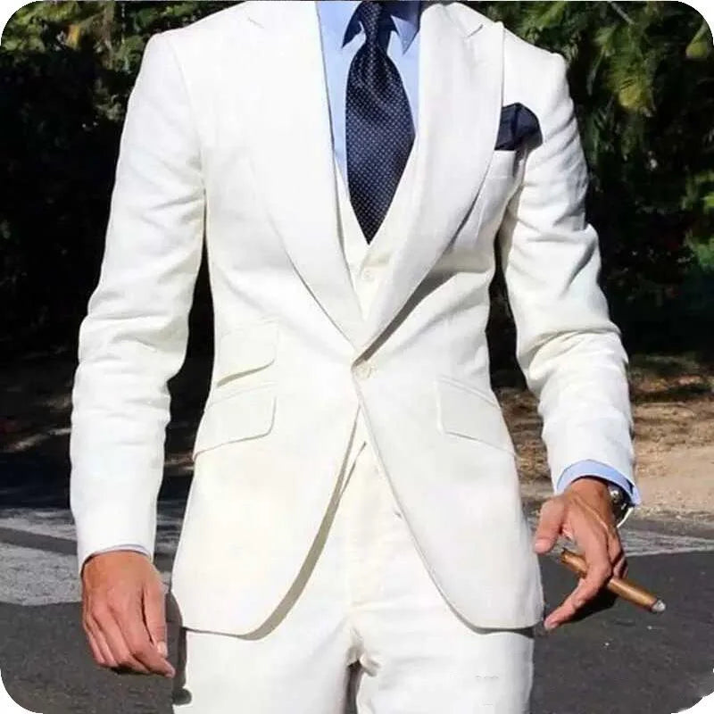 Men's Slim Fit Three Piece Suit with Blazer Vest and Trousers
