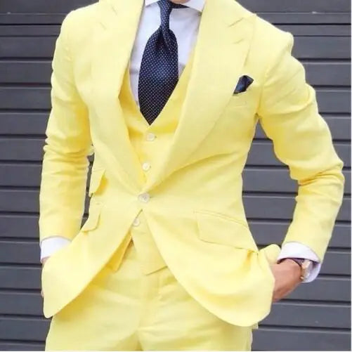 Men's Slim Fit Three Piece Suit with Blazer Vest and Trousers