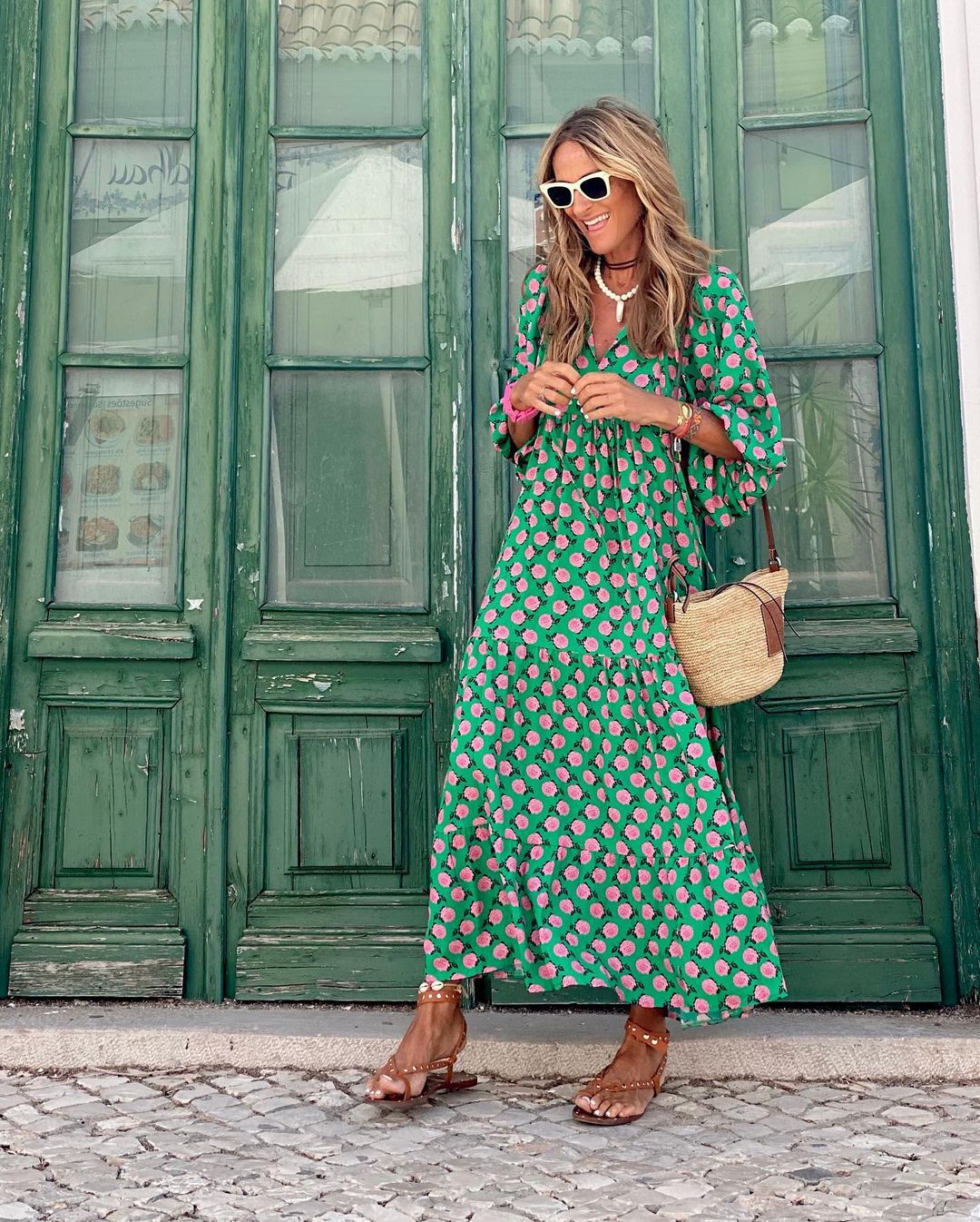 Floral Print Maxi Dress for Women with Loose Fit