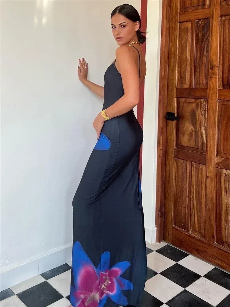 Women’s Sleeveless Floral Print Maxi Dress