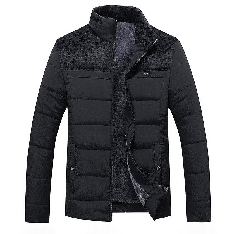 Men's Fleece Winter Jacket with Zip Closure and Soft Inner Lining