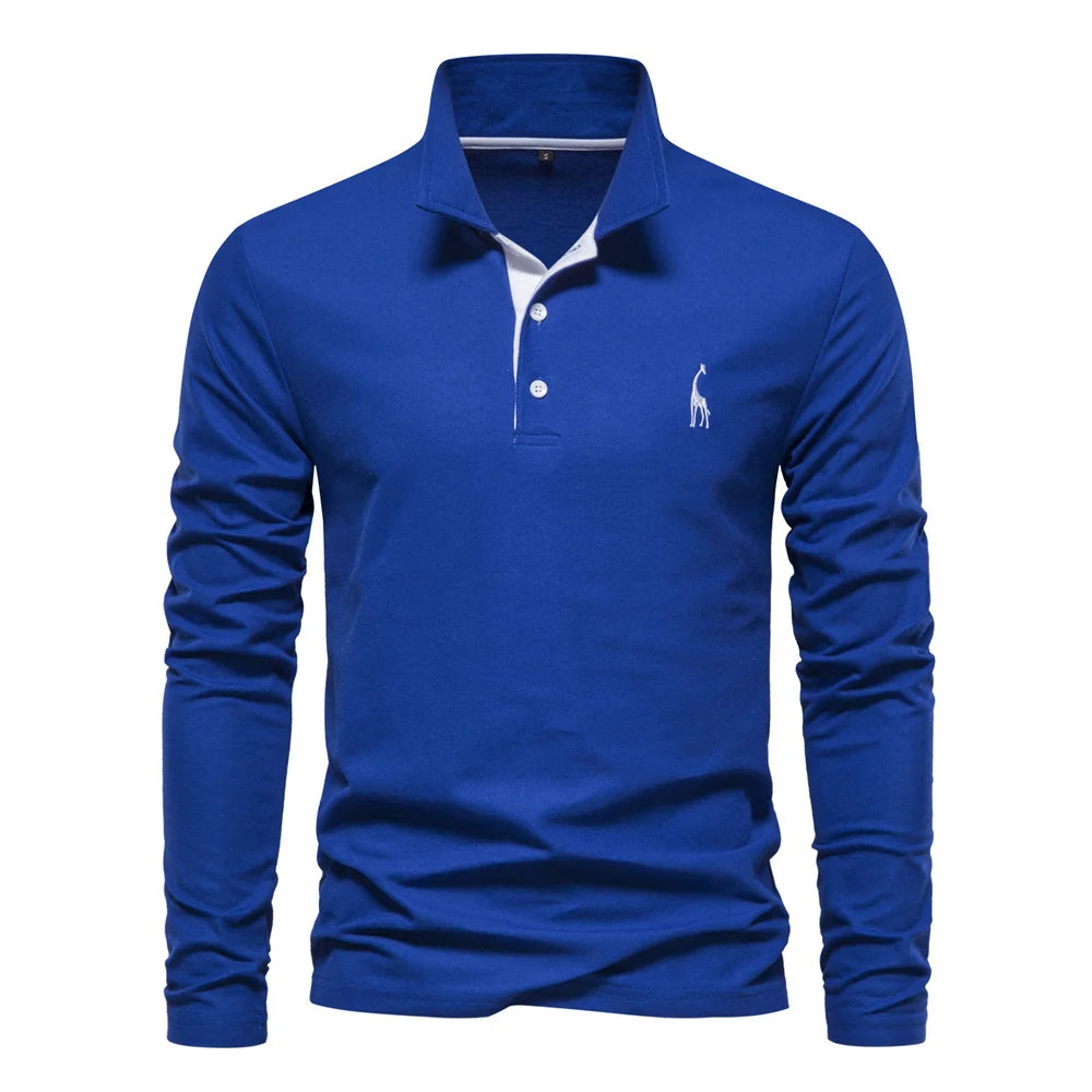 Men’s Long Sleeve Polo Jumper with Button Placket and Collar