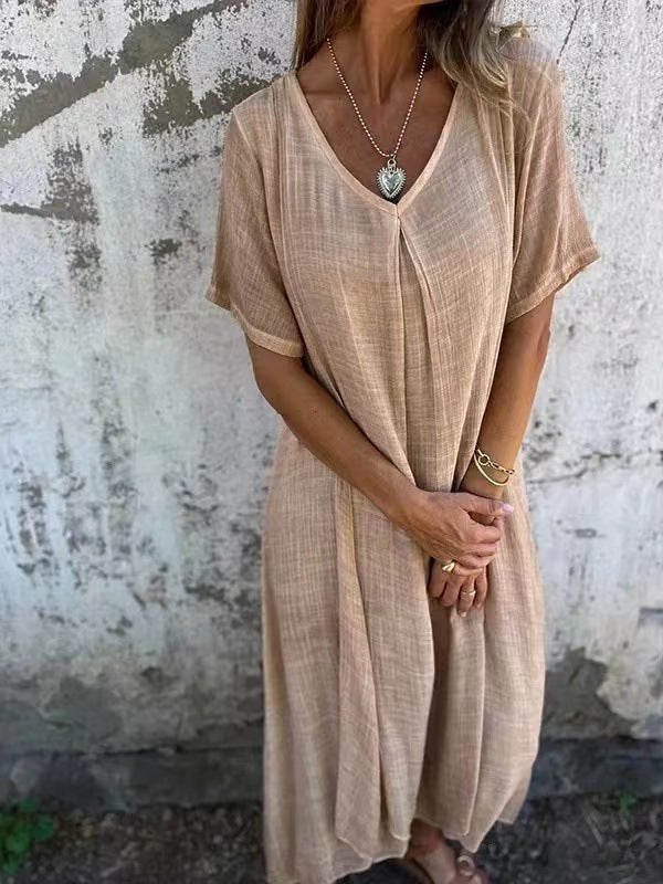 Women's Relaxed V-Neck Maxi Dress
