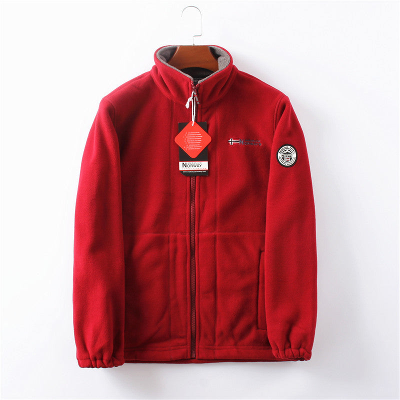 Men's Outdoor Full-Zip Jacket with High Collar and Sleek Fit