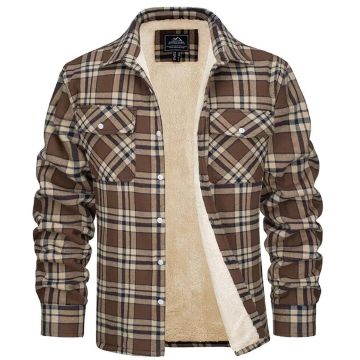 Men's Checked Bomber Jacket with Warm Lining and Snap Pockets