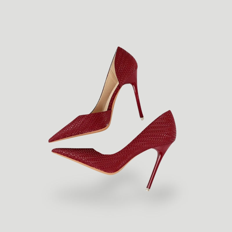 Women's Pointed Stiletto Heels with Textured Luxury Finish